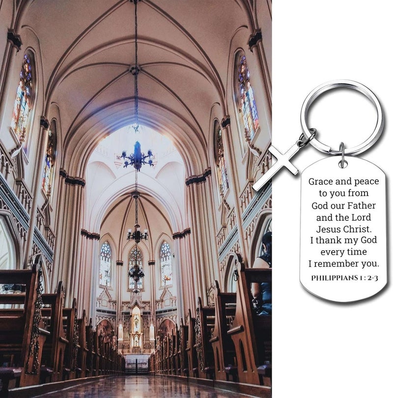 GiftYou Inspirational Scripture Metal Key Chains with Cross Pendant - Bible Verse Keychain Religious Gift for Christian - Image 3